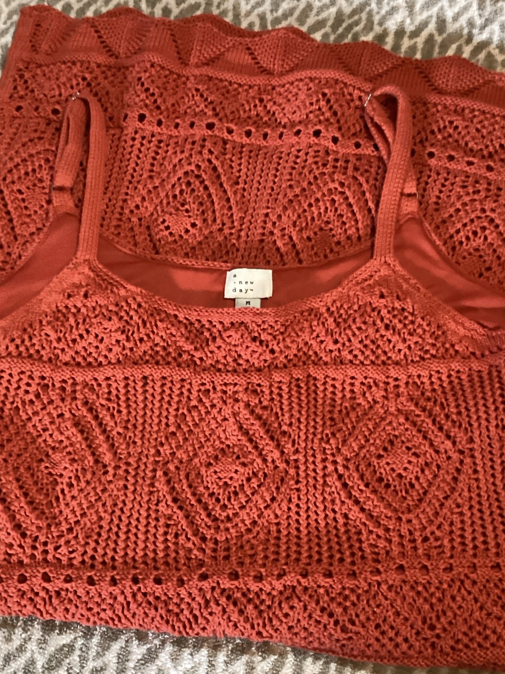 Crochet Layered Tank Dress in Burnt Orange